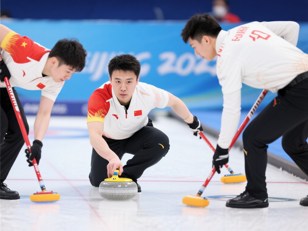 比赛一开始，中国男子冰壶队就展现了稳健的